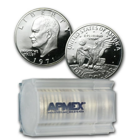 - 1971-S 40% Silver Eisenhower Dollars 20-Coin Roll Proof