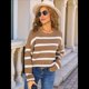 thumbnail image 5 of Suéter A Rayas para Mujer, Ropa de Otoño e Invierno, Blusas de Larga con Cuello Redondo, Suéter de Punto, Tops Caqui M, 5 of 10