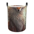 thumbnail image 1 of Balery Mystic Fox With Halo Cesta de ropa redonda con asas, impermeable, independiente, para ropa, juguetes, dormitorio y familia-Small, 1 of 6