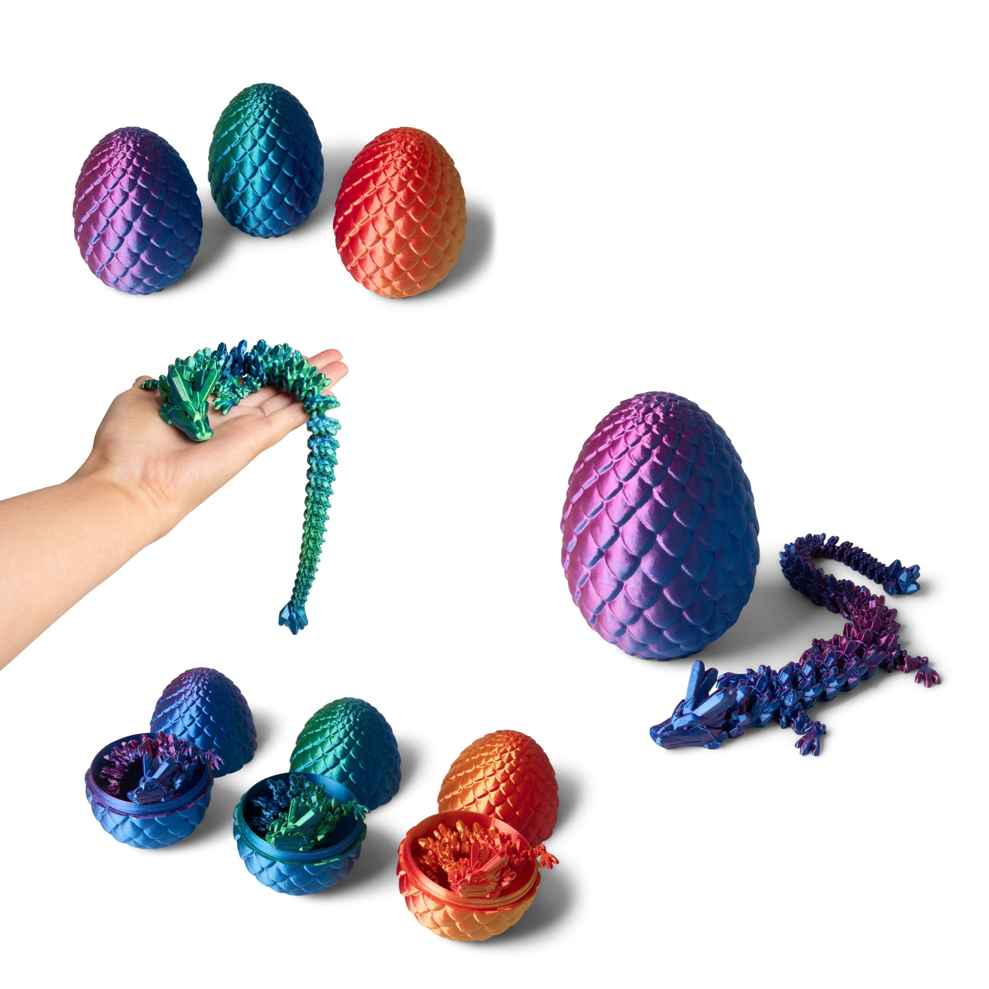 One for Fun Giant 3D Printed Dragon Egg with Articulated Dragon Figure