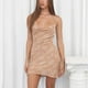 thumbnail image 4 of Vestido de verano HUOGUO para mujer, estampado sexy, halter, sin mangas, 4 of 5