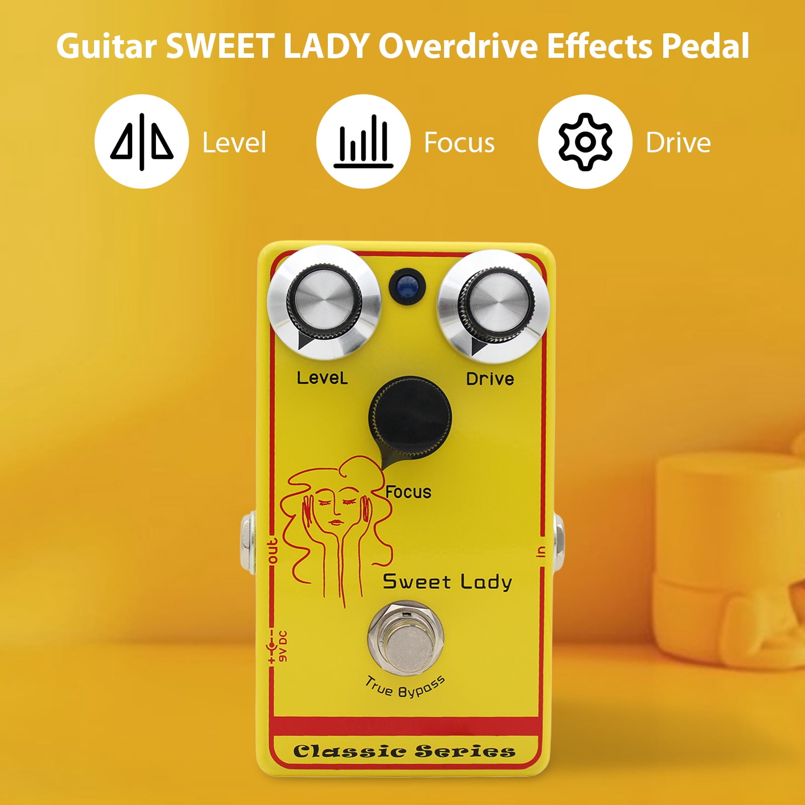 Nieyigj Classic SWEET LADY Overdrive Effects Pedal Touch Sensitive Low Gain DC 9V Electric Guitar Effector with True Bypass (4.6 inches / 11.6 cm)