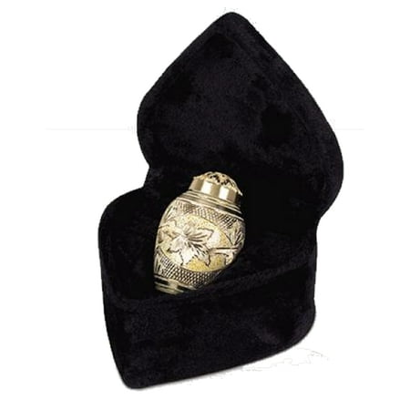 Cream Urn - UrnConcern Cremation Urn | Solid Brass | Hand Engraved | A Memorial Product That Is A Great Value And A Beautiful Cremation Urn | Cream Over Engraved Brass | Keepsake Includes Velvet Box