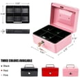 thumbnail image 5 of Caja de efectivo con bandeja para dinero,Caja de seguridad pequeña con llave,Cajón de efectivo,5.91"x 4.72"x 3.15" Rosa Pequeño, 5 of 5
