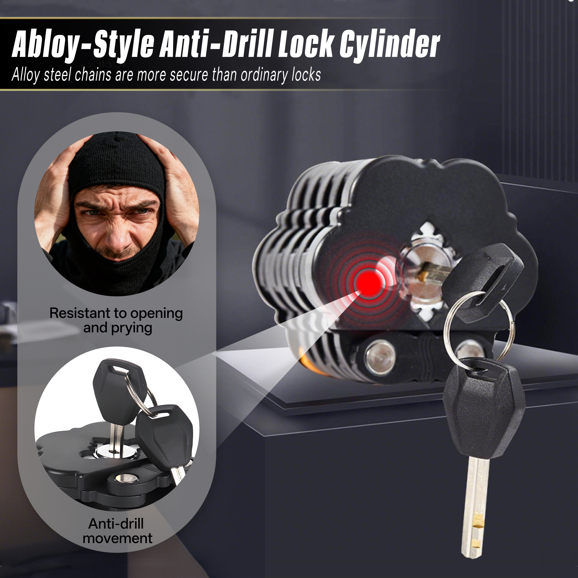 ZHZFKQ Bike Lock，Folding Zinc Alloy Bike Chain Lock，Anti-Theft Lock with Keys Motorcycle Lock