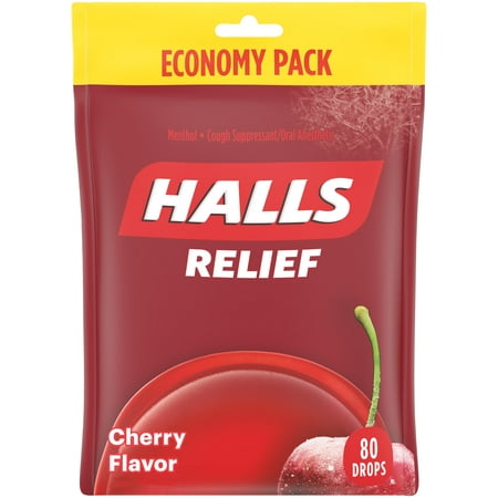 HALLS Relief Cherry Cough Drops, 80 Drops (Best Behind The Counter Cough Medicine)