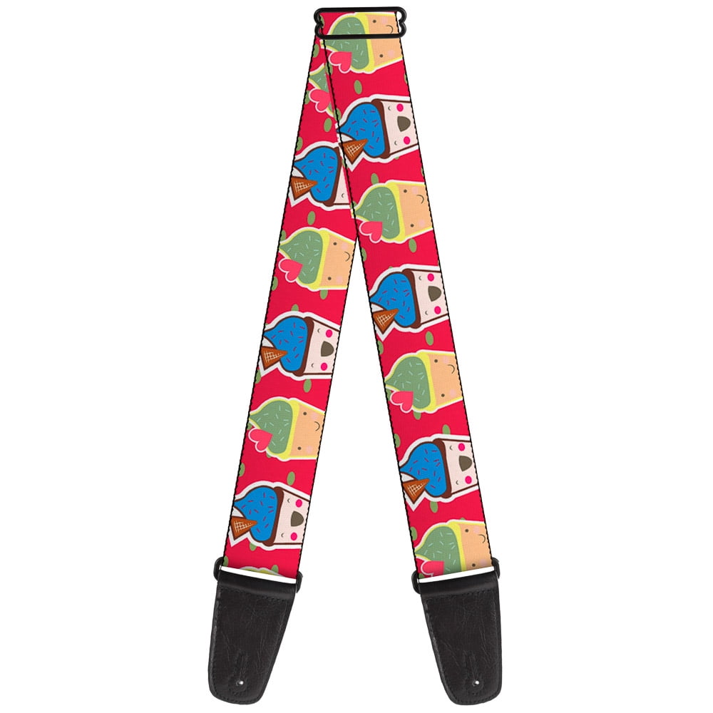 Buckle-Down Guitar Strap, Happy Cupcakes Dots Pink Green, 2 Inches Wide
