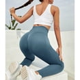 thumbnail image 6 of Outfmvch Leggings for Women Straight Leg Butt Lifting Leggings Athletic Gym Workout Pants Womens Leggings Pants for Women Resistance Band Leggings Pull On Side Pockets Bootcut Pants Blue S, 6 of 8