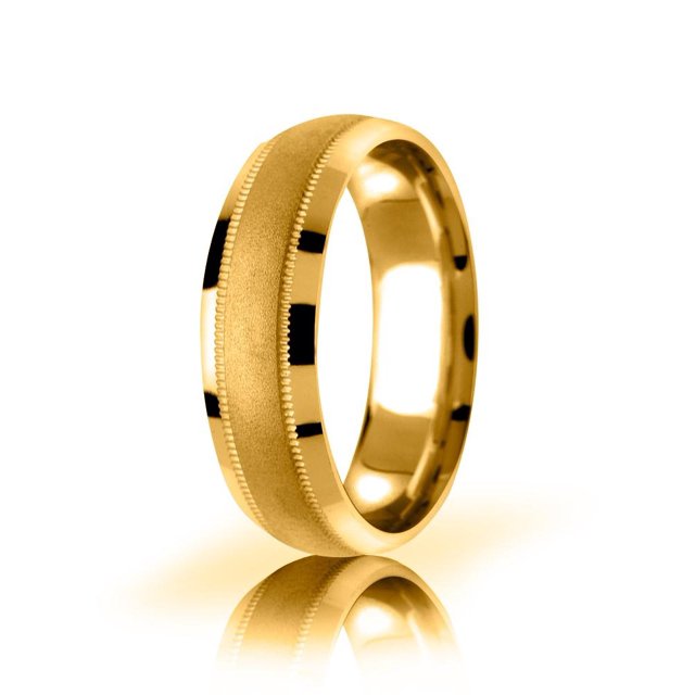 Solid 18k Yellow Gold Polished Stone Stylish Center Line Wedding Rings