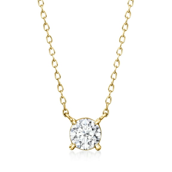 Ross-Simons 0.50 Carat Lab-Grown Diamond Solitaire Necklace in 18kt Gold Over Sterling, Women's, Adult
