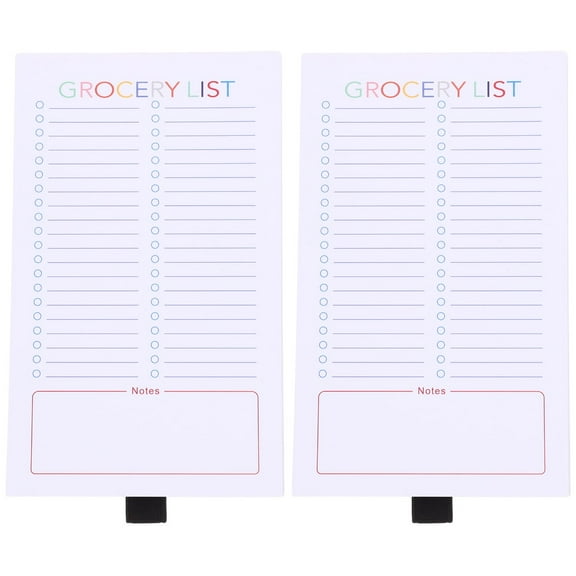 2 PCS Grocery List Pad Shopping Notepads Fridge Food Magnet Magnetic Meal Planner Student