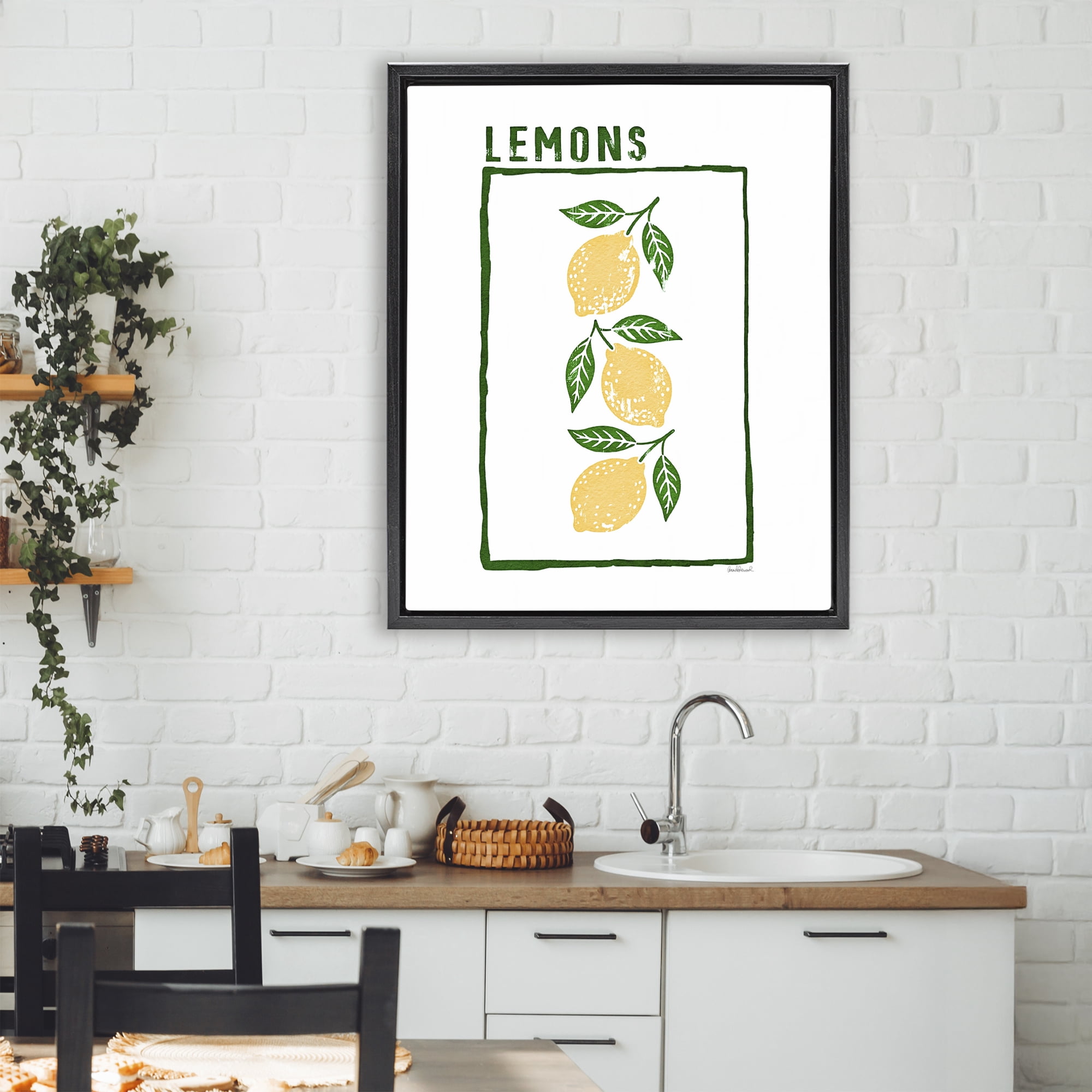 Stupell Industries Tasty Summer Lemons Black Framed Floater Canvas Wall Art, design by Amanda Greenwood