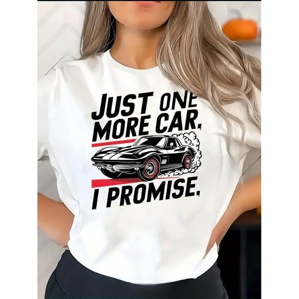 Camiseta básica para mujer veranoStylish Women'S Short-Sleeve T-Shirt Featuring a Creative Print of a Cool Sports Car, Perfect for Casual Summer Wear During Holidays.Father's Day, Mother's Day, New