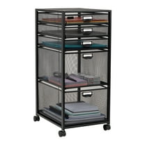 Mind Reader Multipurpose Rolling Storage Cart with Drawers, Office Organizer, Utility Cart, Metal, Black