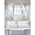 thumbnail image 5 of Coastal Jellyfish Sheer Curtains 45 Inch Length 2 Panels Set Window Treatments, Summer Beach Nautical Ocean Coral Seahorse Rod Pocket Semi Curtains for Living Room/Bedroom/Kitchen, 104"W x 45"L, 5 of 7