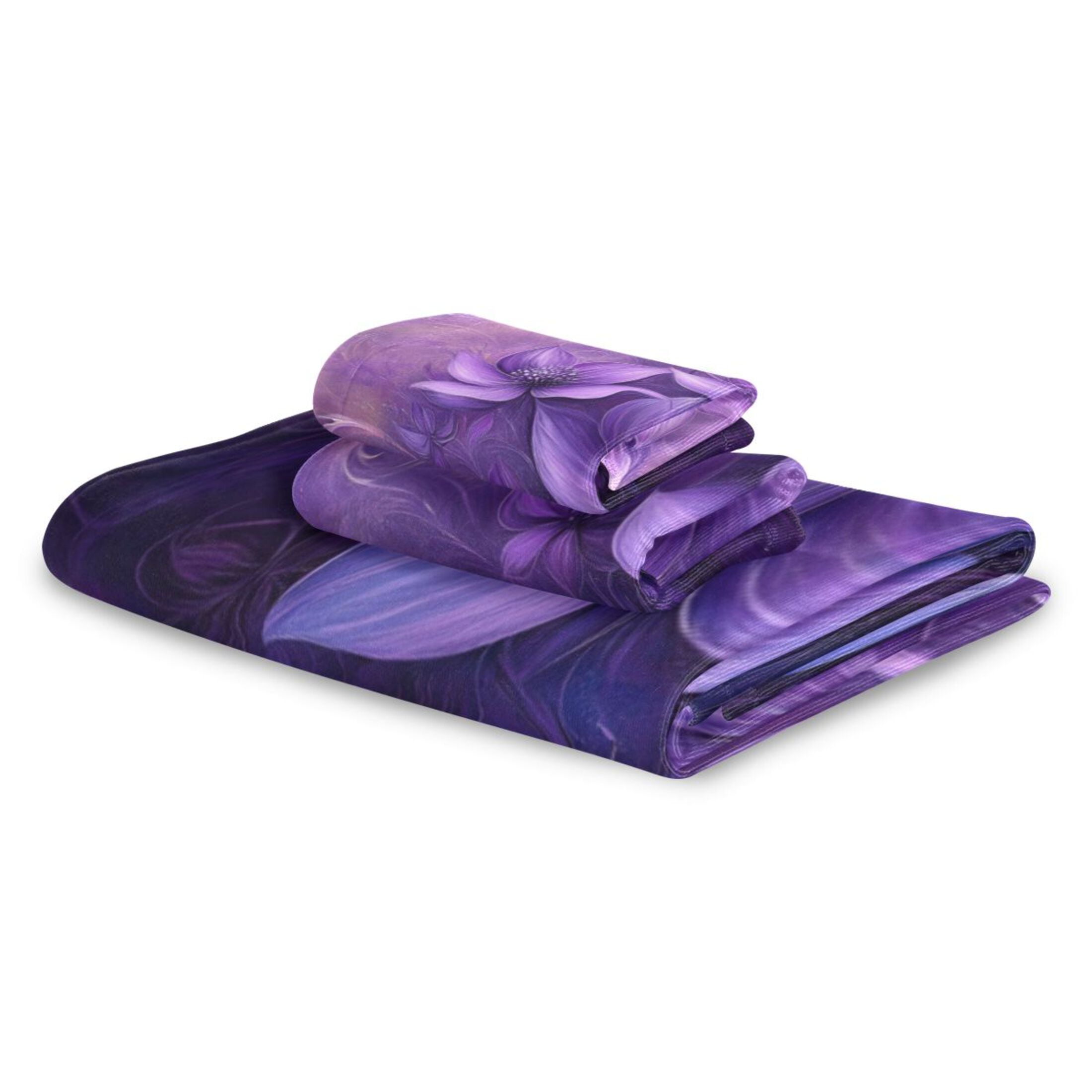 Three-Piece Towel Set Face Towel Towel Set Hand Towel Bath Towel Cotton Bath Towels Bath Towel Sets Hand Bath Towels Purple Flower Picture