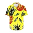 thumbnail image 3 of Txeol Stylish Men's Hawaiian Shirt - Short Sleeves, Lightweight Linen Blend, Classic Pineapple Pattern Holiday Deals,Yellow,M, 3 of 5