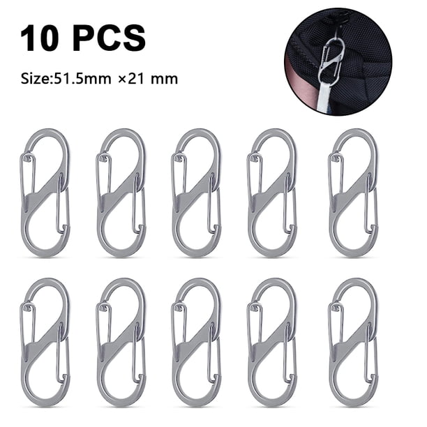 10pcs-8 Mosquetón de gancho en forma de S-Hierro inoxidable No.5 Plata Adepaton 221354-1