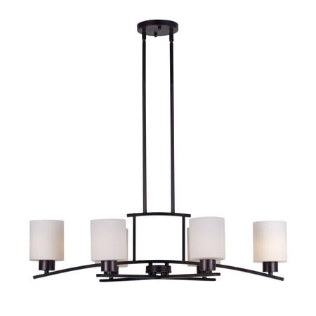 Renaissance 6 Light Oval Chandelier - 6-Light Antique Bronze Oval Chandelier with Satin Opal Glass