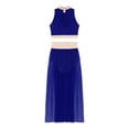 thumbnail image 7 of iiniim Womens Lyrical Dance Costume Sleeveless Crop Top with Side Split Skirt Ballet Dancewear Navy Blue M, 7 of 7