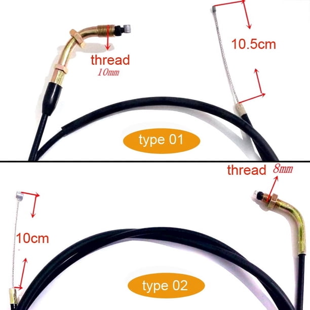 Suitable for Cable de acelerador for motocicleta, longitud de línea de estrangulación de 70 cm a 300 cm, rosca de 8 mm y 10 mm for motos de cross de 50 cc, 70 cc, 90 cc, 110 cc y 125 cc, ATV.
