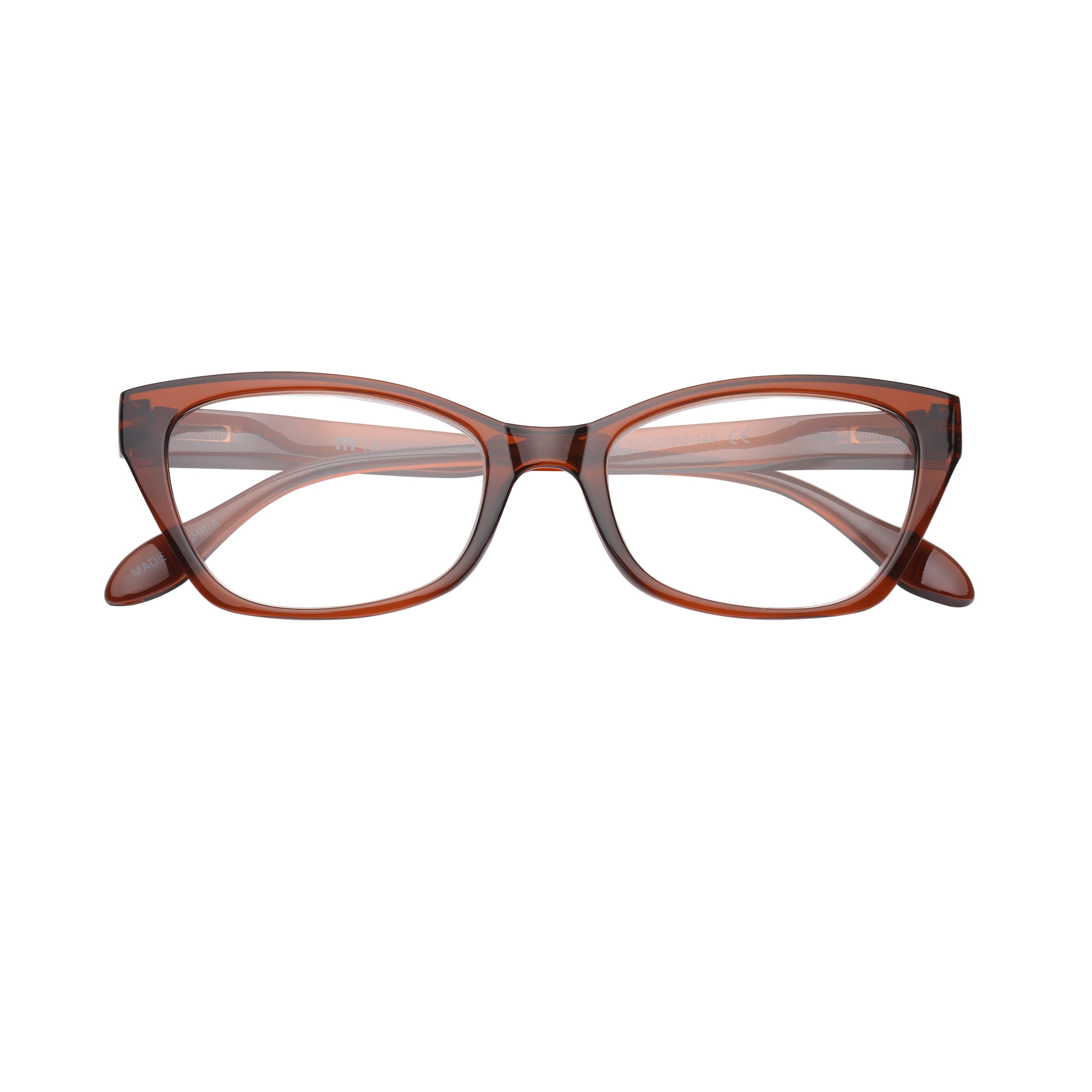 M+ Womens Spring Hinge Plastic Reading Glasses Crybn 1.75 Maya in Crystal Brown with Pouch