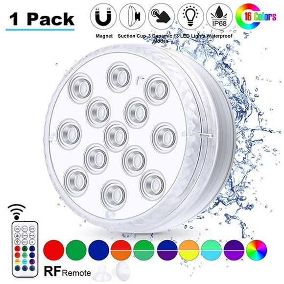 facefd Submersible LED Pool Light with RF Remote Control Waterproof Underwater Lights for Pond Party Garden No.3