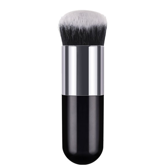 Pincel de maquillaje pequeño y grueso, mango de plástico, cerdas sintéticas suaves, portátil para base, polvos, corrector y bronceador, ideal para difuminar, regalo