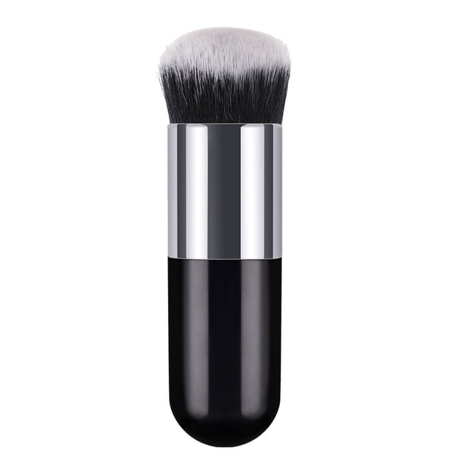 Small Fat Makeup Brush Plastic Handle Soft Synthetic Bristles Portable for Foundation Powder Concealer Bronzer Blending Gift