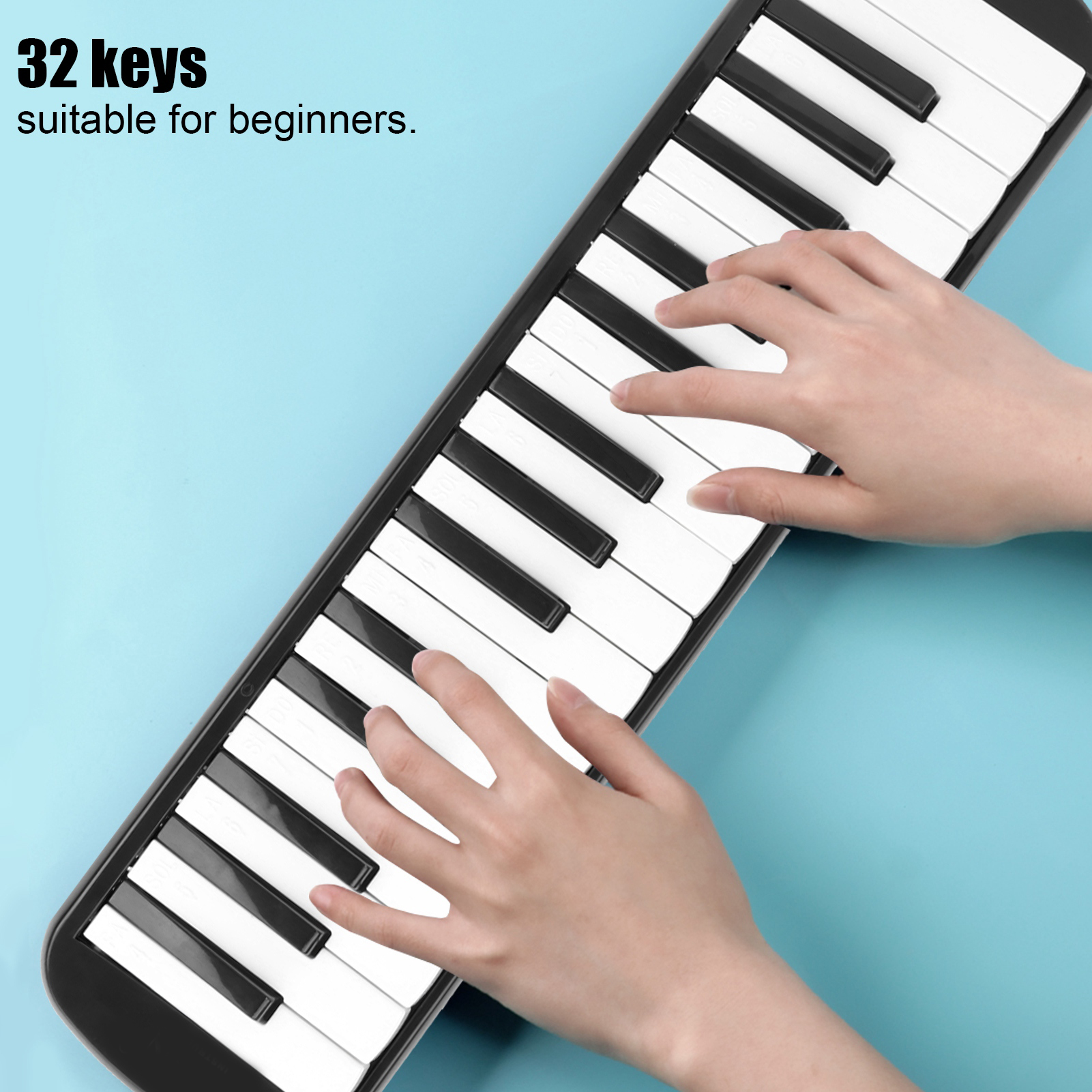 32 Piano Keys Melodica Musical Education Instrument, Piano Keyboard Harmonica Wind Musical Instrument with Portable Carrying Bag for Beginners[Black]