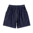 thumbnail image 5 of Toddler Shorts Boys Denim Like Shorts Blend Five Point Length Pocket Elastic Waist Solid Print Loose Fit Lightweight Pants Black 18 Months-24 Months, 5 of 5
