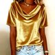 thumbnail image 5 of Camisas de Color Sólido para las Mujeres Plisados Estirables Puños V-Cuello Suéter de Moda, Camisas de Manga Larga de las Mujeres para el Hogar Y el Uso Diario, 5 of 5