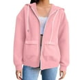 thumbnail image 5 of Lenpel Women's Zip up Hoodies Winter Fall Fashion Long Sleeve Oversized Sweatshirts Loose Casual Jackets with Pockets(Pink,X-Large), 5 of 5