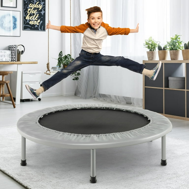 Gymax 38'' Folding Mini Trampoline Fitness Rebounder w/ Safety Pad