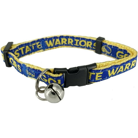 Pets First Plastic, Metal, Nylon & Polyester Sport Golden State Warriors NBA Fashion Cat Collar, Yellow, S