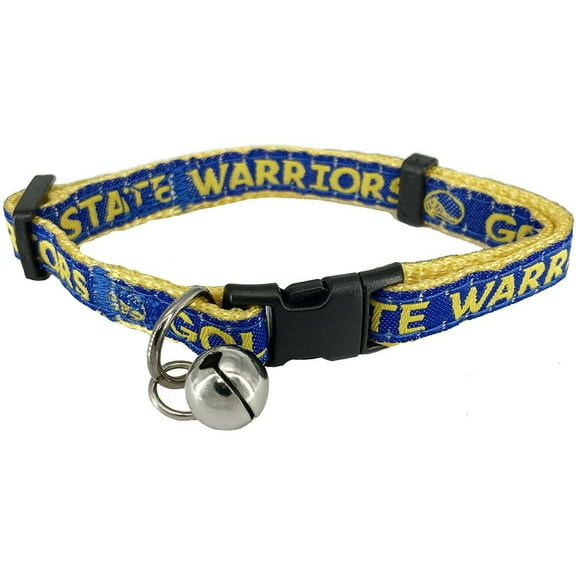 Pets First Plastic, Metal, Nylon & Polyester Sport Golden State Warriors NBA Fashion Cat Collar, Yellow, S