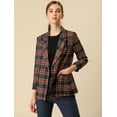thumbnail image 3 of INSPIRE CHIC Women's Notched Lapel Double Breasted Plaid Blazer Jacket, 3 of 6