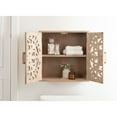 thumbnail image 4 of Kate and Laurel Saanvi Traditional Carved Wood Wall Cabinet, 20 x 6 x 20, Light Natural, Dimensional Over the Toilet Storage Cabinet for Bathroom Storage and Display, 4 of 11