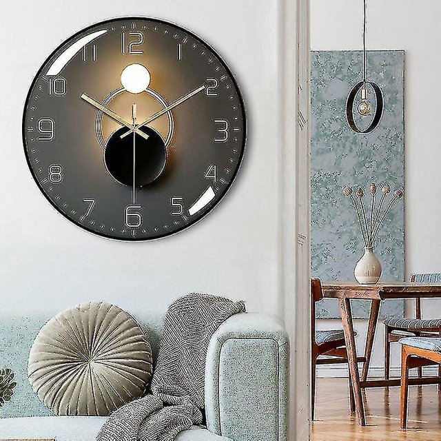 Reloj de Pared Kryp-luminoso - Radiocontrolado - 4 Leds Azules - Sensor de Oscuridad - 3 Modos de Iluminación: Permanente/apagado o automático - 30 cm