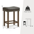 thumbnail image 3 of Gymax Bar Stool Set of 4 24-Inch Counter Height Saddle Stools w/ PU Leather Upholstery Gray & Brown, 3 of 10