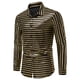 thumbnail image 1 of Camisa de manga larga con botones para hombre, informal, a la moda, a rayas, color bronce, para fiesta de discoteca Pompotops  oipoqjl50396, 1 of 9