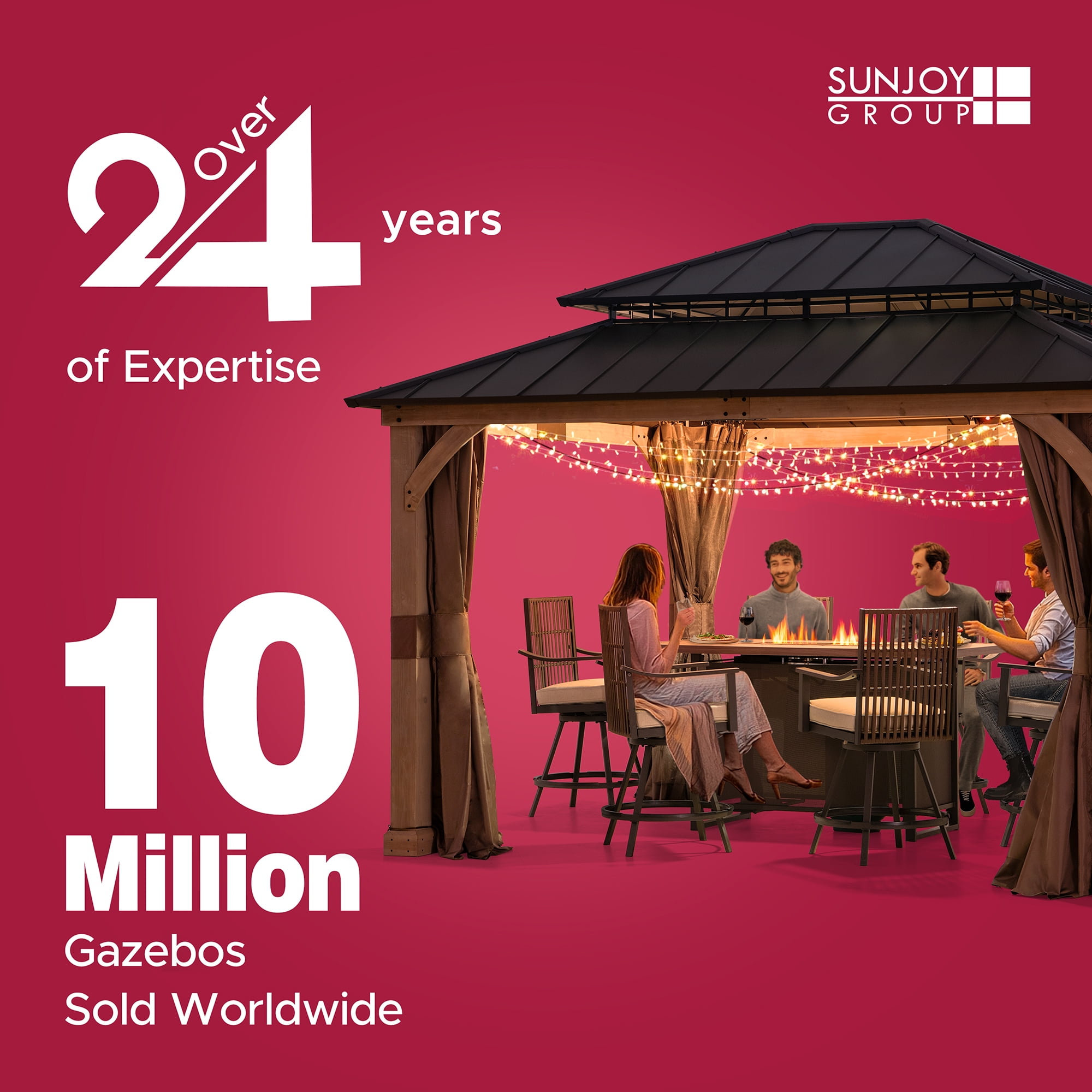 Sunjoy 10 ft. x 10 ft. Outdoor Gazebo with 2-tier Hardtop Roof