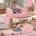 thumbnail image 4 of babyeap Kids Sofa,2-in-1 Soft Toddler Couch Fold Out,Toddler Chair Baby Convertible Couch for Girls and Boys,Pink, 4 of 8