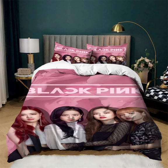 3 Pieces Blackpink Duvet Cover Set Twin Size Super Soft Bedding Set for All Season Comfortable Duvet Cover with Pillowshams