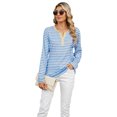 thumbnail image 1 of Qudderr T-Shirts Décontractés pour Femmes Manches Longues Col en V Chandail en Molleton Rayé Automne Hiver Pull Coloré pour Femmes S-2TG, 1 of 9