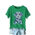 thumbnail image 2 of ATENAR Tops for Women Plus Size Shirts Printed Crew Neck Tops Green 2XL, 2 of 4