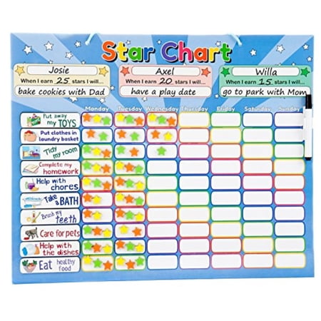 Roscoe Learning Responsibility Star Chart | Customize for 1-3 Kids | Magnetic Chore