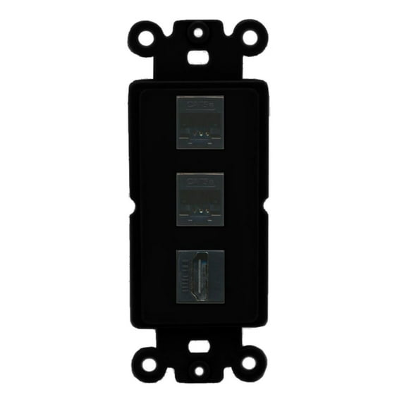 Ultra Spec Cables 2 Port Cat5e Ethernet HDMI Wall Plate Rocker Black