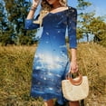 thumbnail image 4 of Mystic Night Sky with Fish And Stars-1 Women's Fall Dresses Casual Loose Flowy Swing Shift Dress, 4 of 9