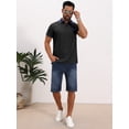 thumbnail image 2 of DARING DIVA Men's Short Sleeve Western Retro Stretch Color-Block Polo Shirts XL Black, 2 of 7
